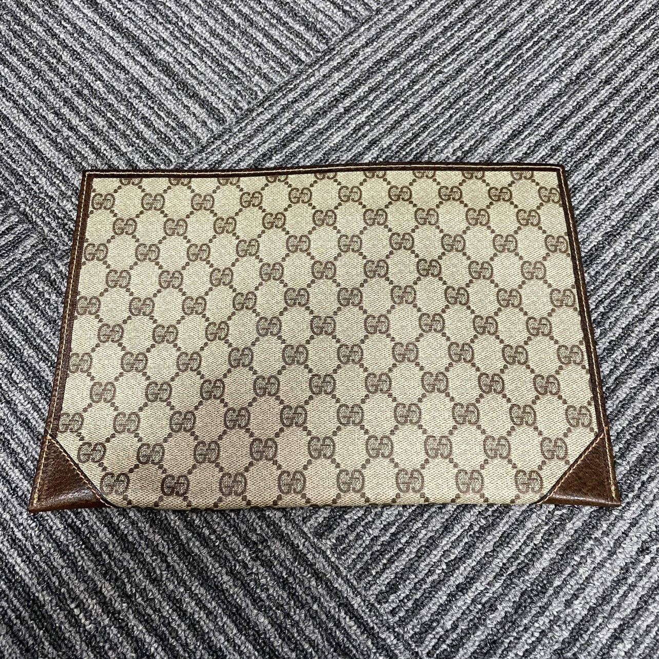 Gucci GG canvas and leather pouch