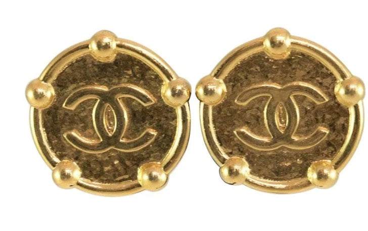 CHANEL gold tone clip on earrings. Made in France engraved on the back. 